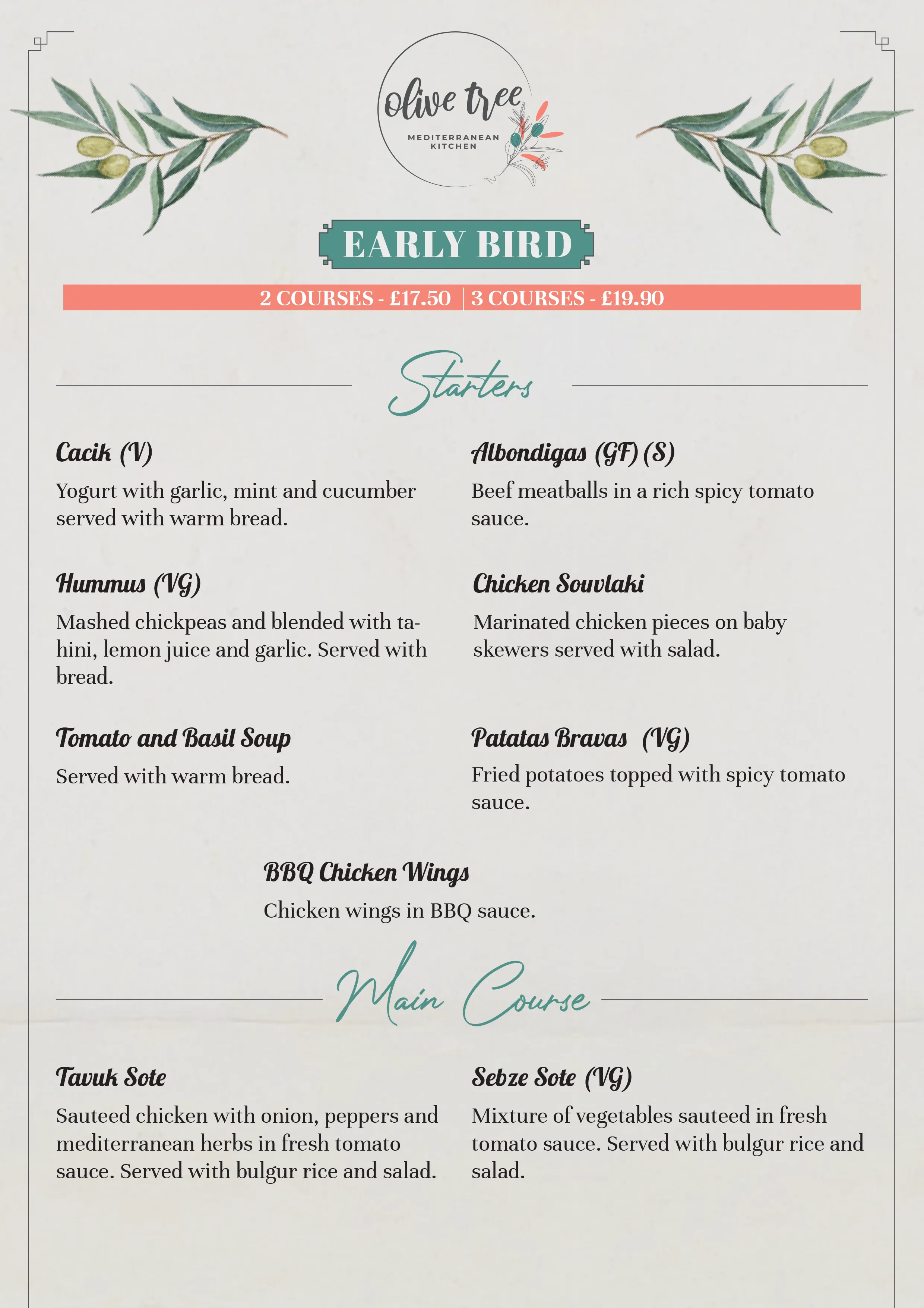 Early Bird Menu Page 1